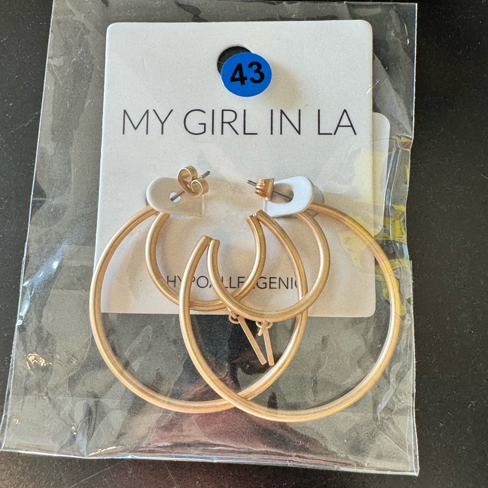 MY GIRL IN LA•Matte Gold Double Hooped Earrings